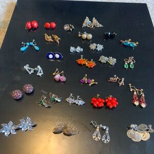 Vintage screw back Assorted Women's Earrings Set. 27 pairs